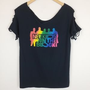 New Kids On The Block DIY Distressed Black T-shirt